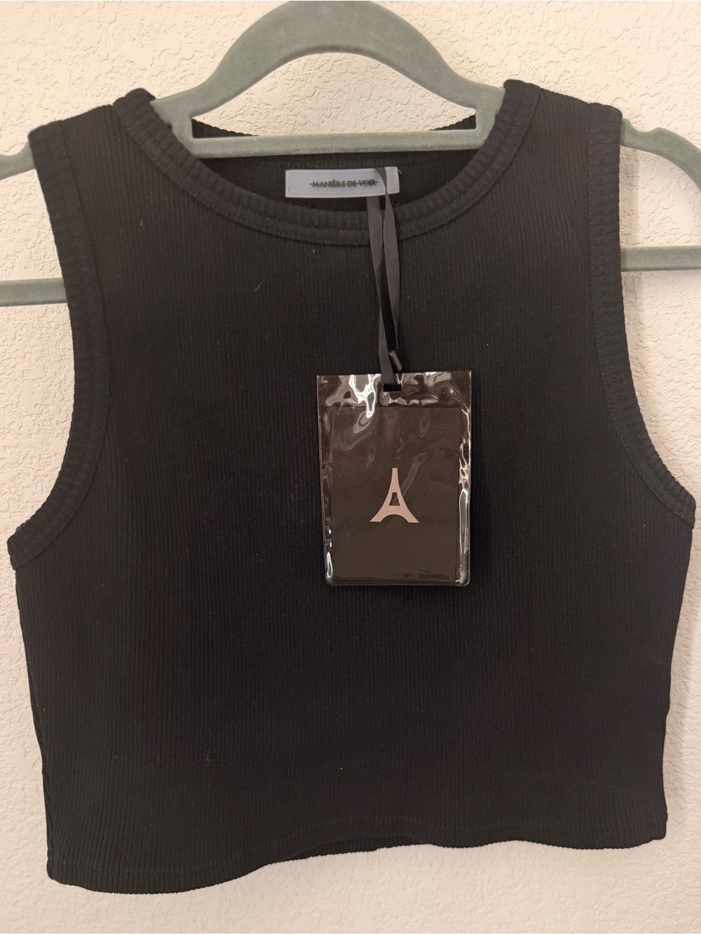 Manière De Voir Black Ribbed Crop Tank Top